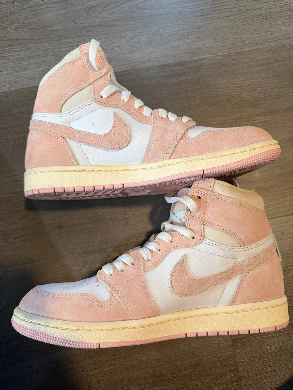 Nike Women’s High-Top Sneakers in Pastel Pink and Cream